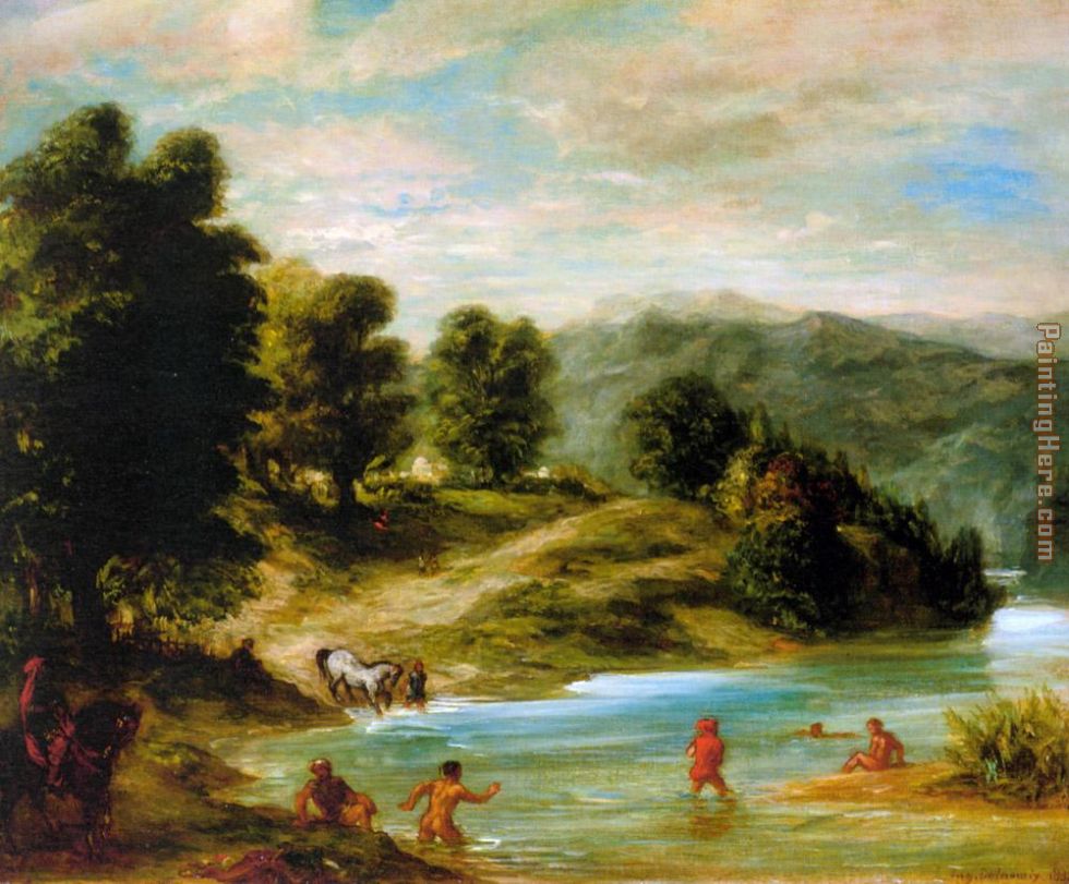 The Banks of the River Sebou painting - Eugene Delacroix The Banks of the River Sebou art painting